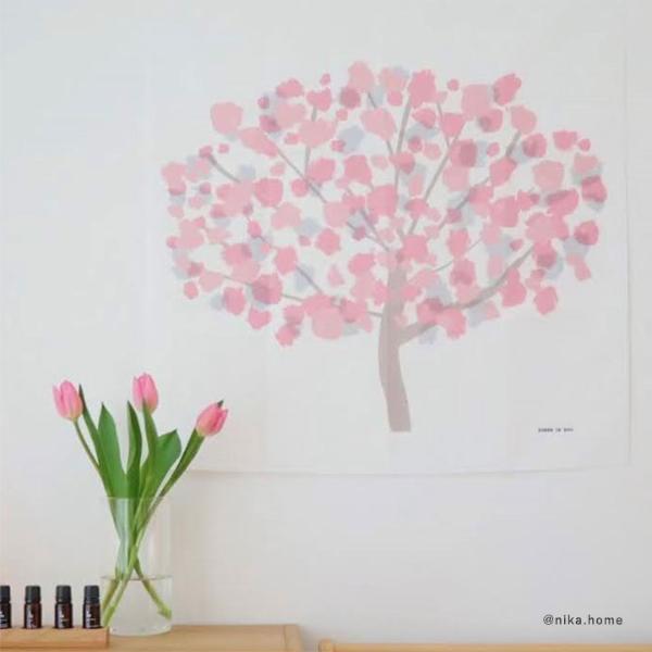 kukka ja puu 桜 タペストリー 壁掛け 70×70cm 春 さくら 雛祭り 