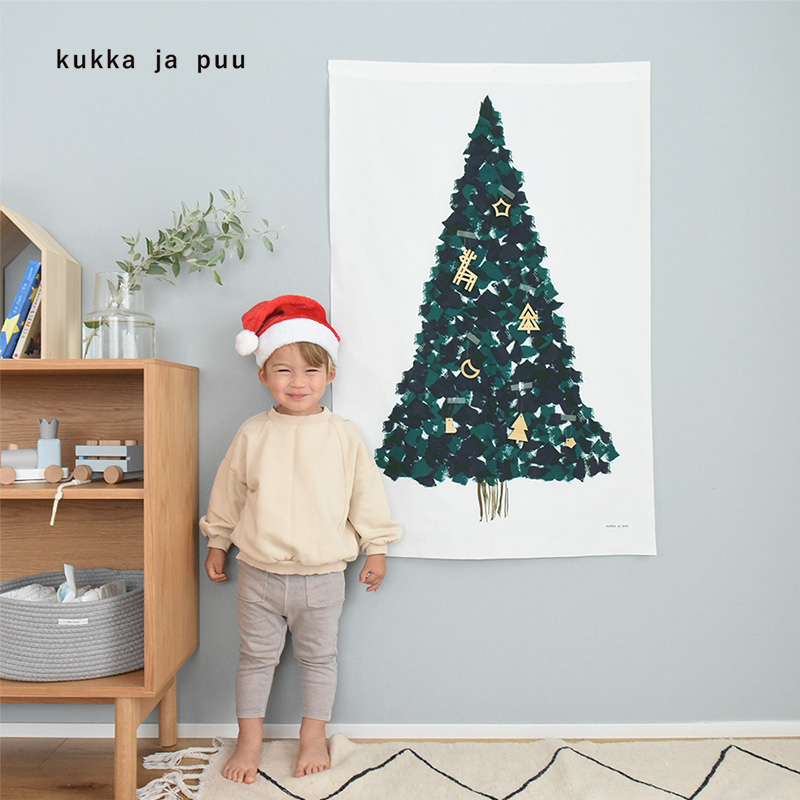 kukka ja puu クリスマスツリー タペストリー 壁掛け 110×70cm