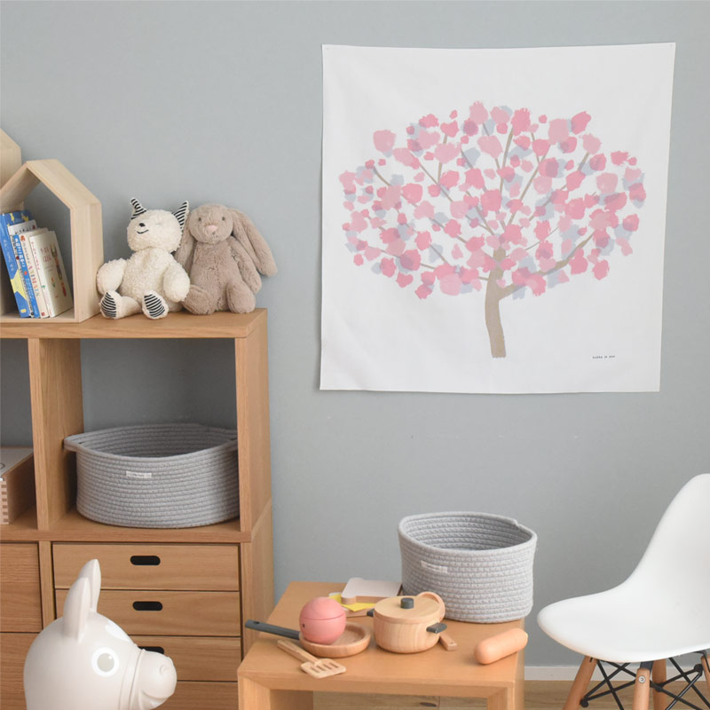 ネコポス企画】kukka ja puu 桜 タペストリー 壁掛け 70×70cm 春