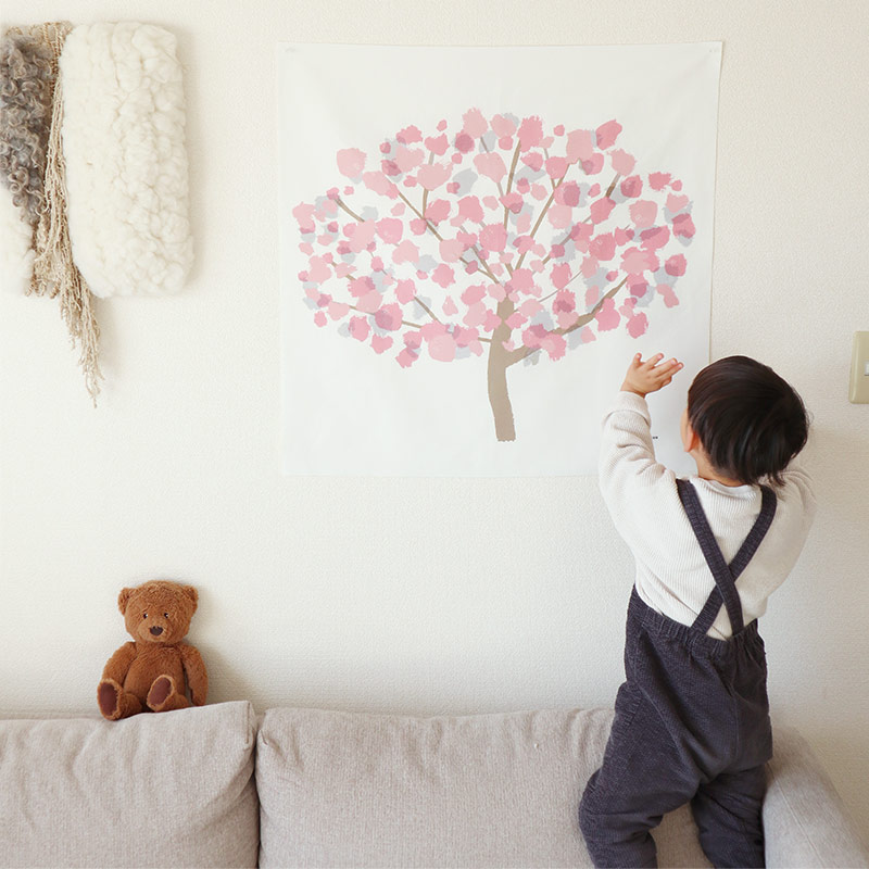 kukka ja puu 桜 タペストリー 壁掛け 70×70cm 春 さくら 雛祭り